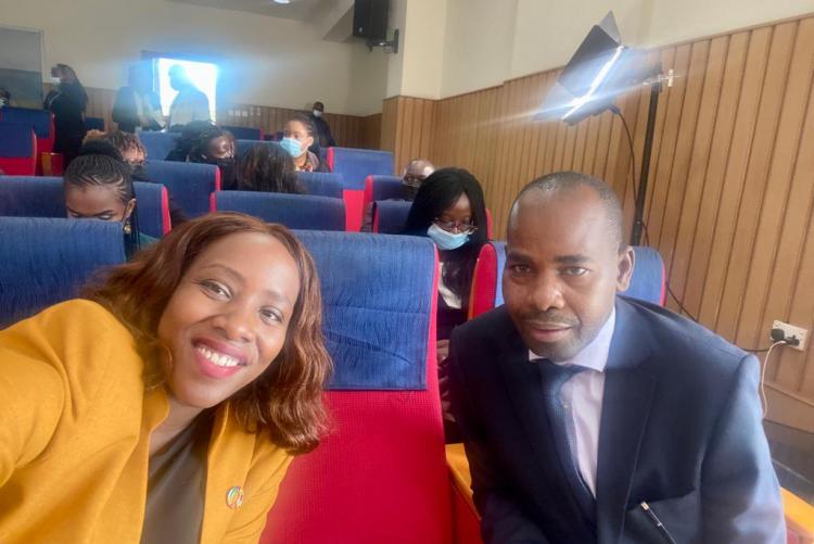 The Chair DDIS, Dr Patrick Maluki and Tutorial Fellow, Winnie Rugutt attend a UN Global Impact meeting at Strathmore University on February 2022